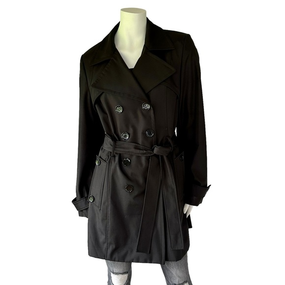Calvin Klein Black Trench Jacket Coat Fall Quiet Luxury Minimalist - Picture 2 of 13